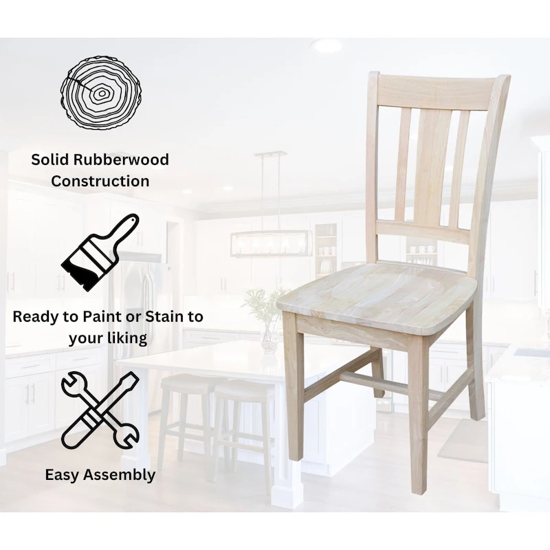 International Concepts Solid Wood San Remo Splatback Chairs, Set of 2