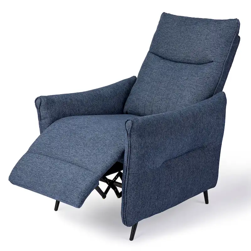 Push Back Recliner 41H Fabric Ergonomic Segmented Back 3-Position Mid-Century Modern