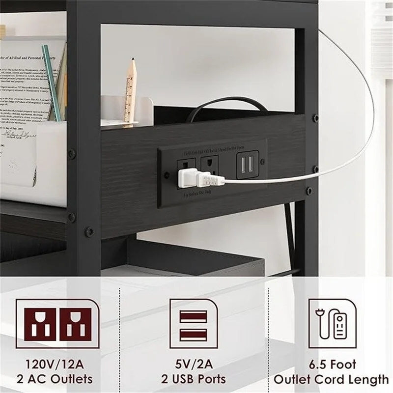 Rolling Printer Stand with Charging Station