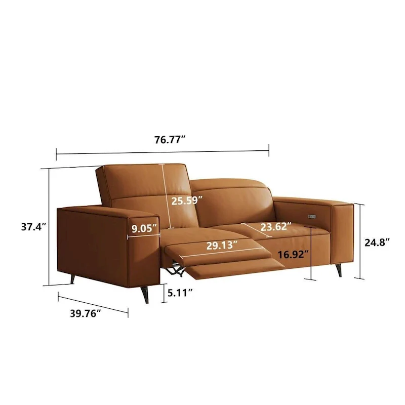 76.77  Modern Leather Recliner Sofa, Power Reclining, Adjustable, Ergonomic Design, Living Room Furniture