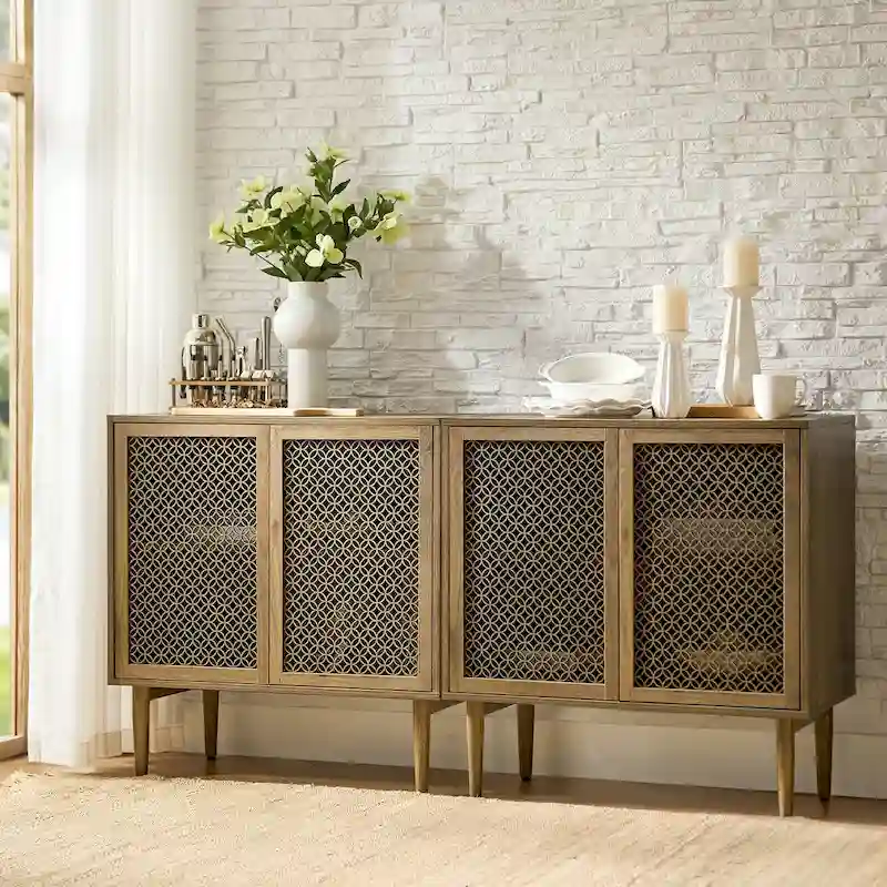 White 2-Door Cabinet with LED Lights - Set of 2