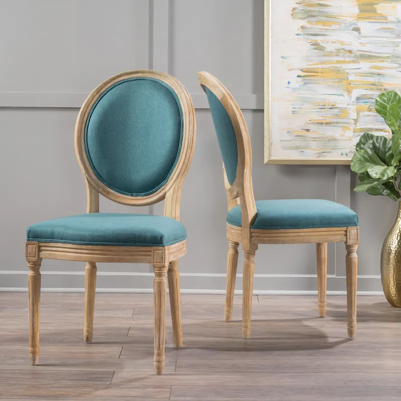 Phinnaeus French Country Fabric Dining Chairs (Set of 2) by Christopher Knight Home
