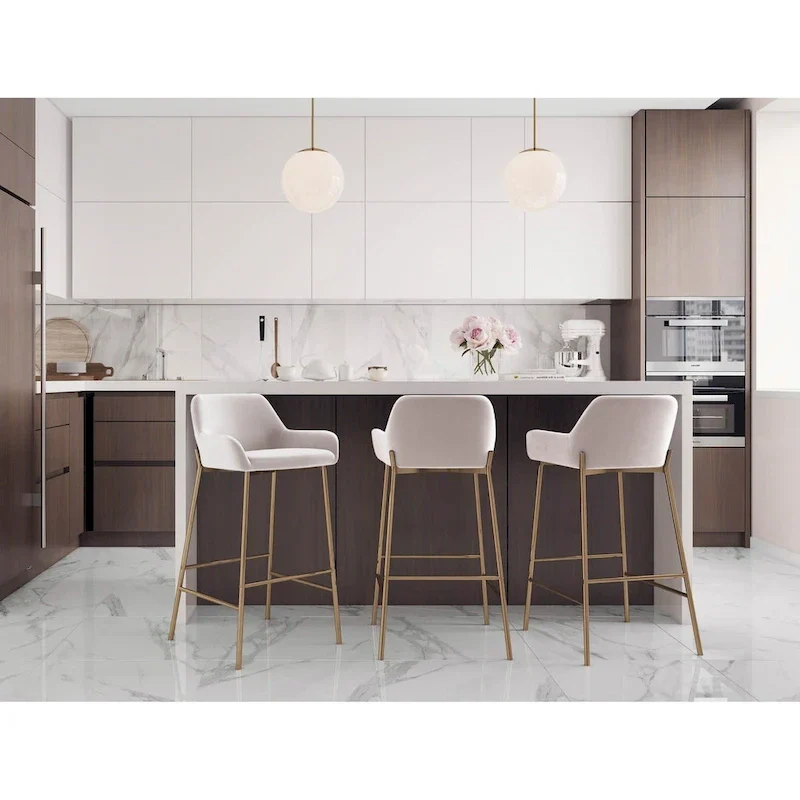 Gold Frame Upholstered Bar Stool