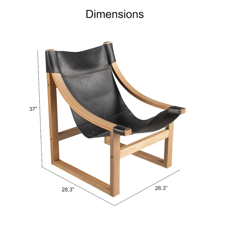 Steve Silver Logan Top Grain Leather and Solid Wood Sling Accent Chair