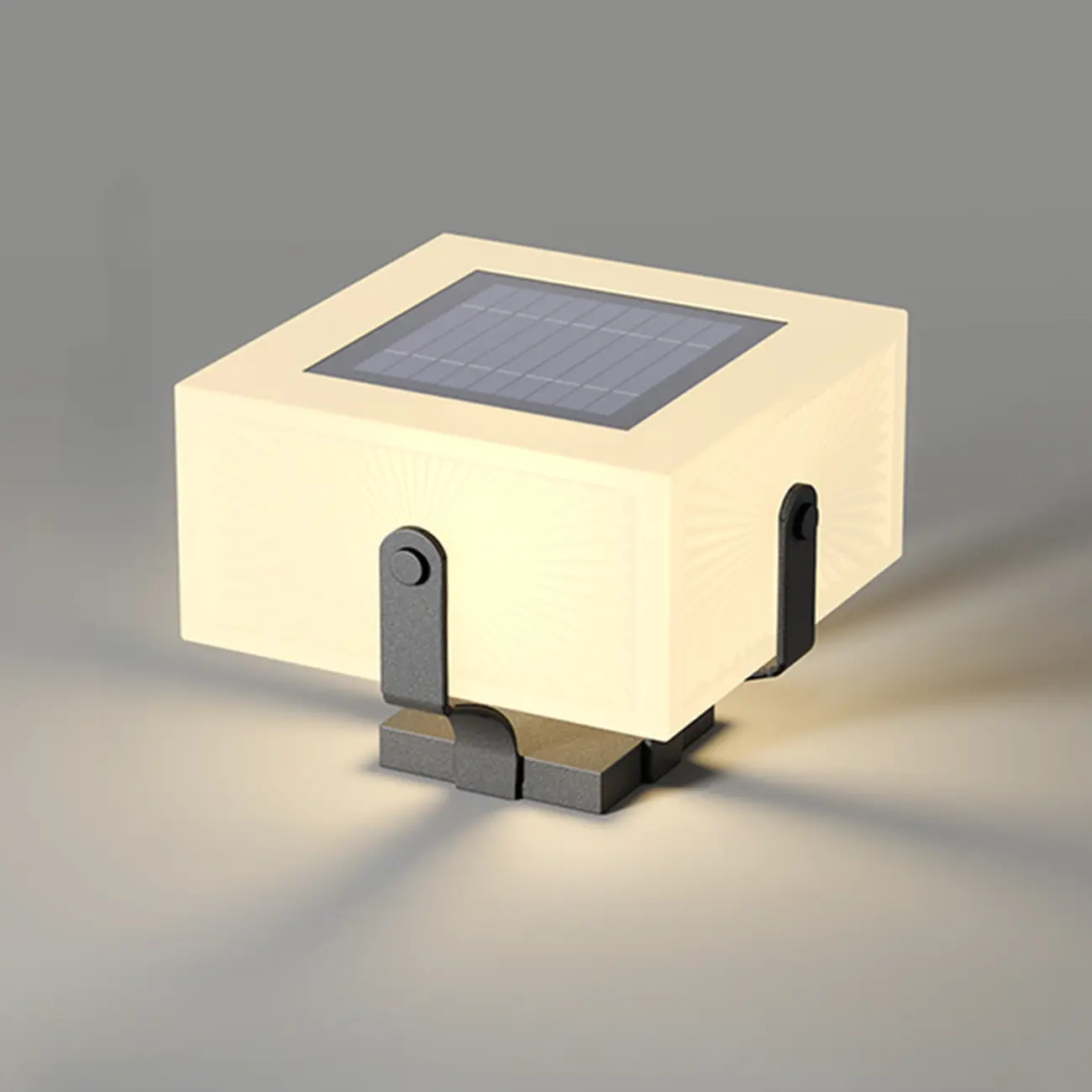 Modern Metal Bracket Solar White Cube Outdoor Post Lights