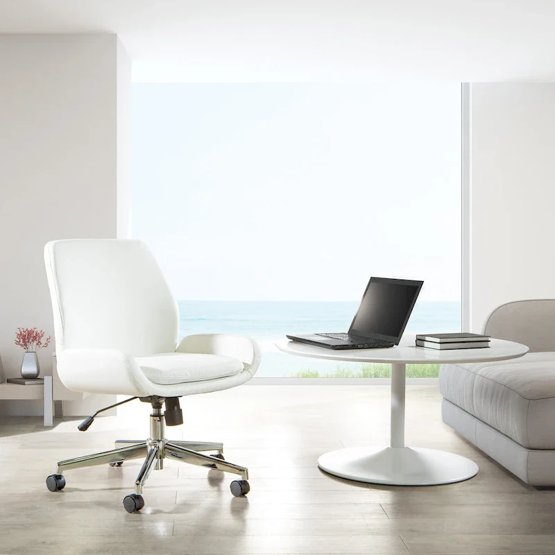 Office Chair with Faux Leather and Chrome Finish Base