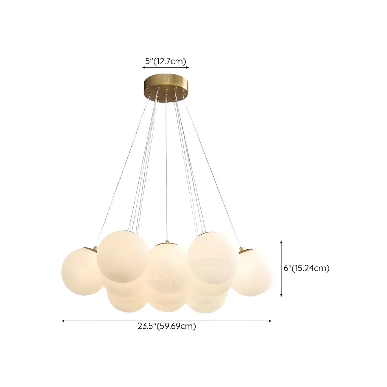 Adjustable White Glass Cluster Sphere Chandelier Modern Elegant