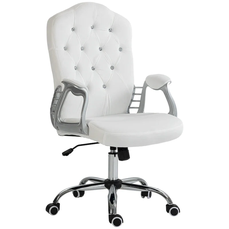 Vinsetto Home Office Chair, Computer Chair, Button Tufted Desk Chair with Swivel Wheels, Adjustable Height, and Tilt Function