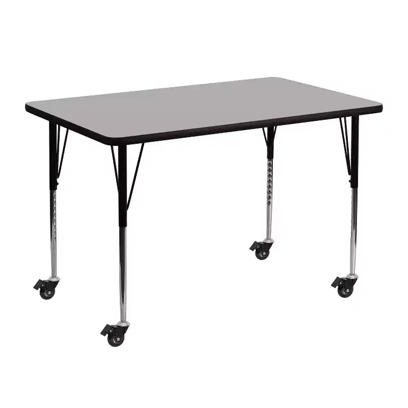 Flash Furniture Mobile 30''W x 48''L Rectangular Thermal Laminate Activity Table - Standard Height Adjustable Legs