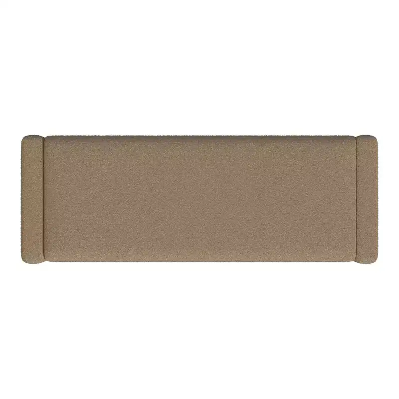 Brown Boucle / Light Gray / Tan Velvet Upholstered Storage Bench, Seats 1, Rectangle