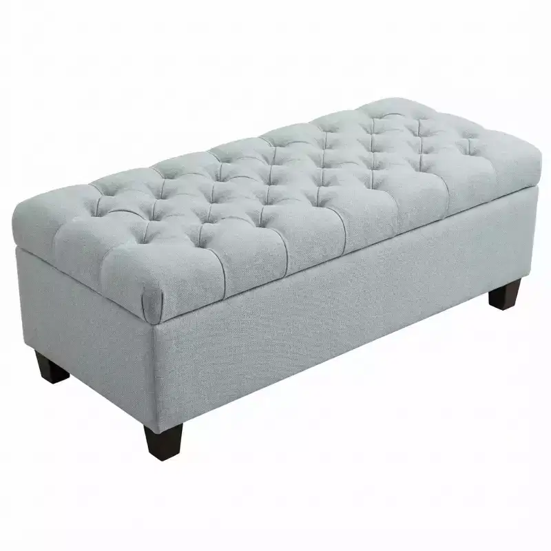 GDFStudio Aldridge 50.25 Upholstered Storage Ottoman Bench with Safety Hinges