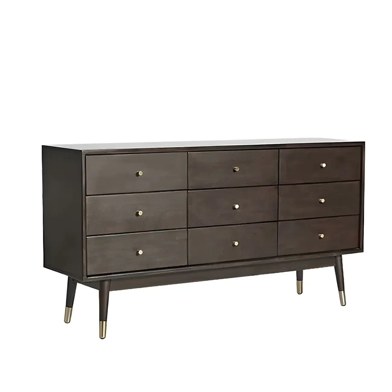 Stylish Wooden Dressers with Gold Accents and Drawers