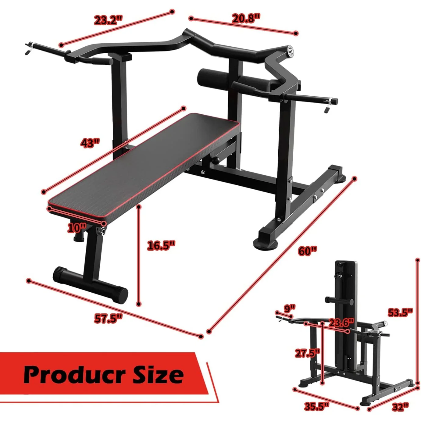 Zenova Bench Press Set Chest Press Machine with Independent Converging Arms and Dumbbell Rack