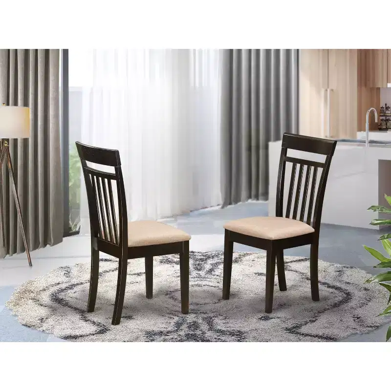 HomeStock Belmont2 Asian Fusion Slat Back Chair with Wood Seat, 17 x 17.5 x 38.5, Cappuccino