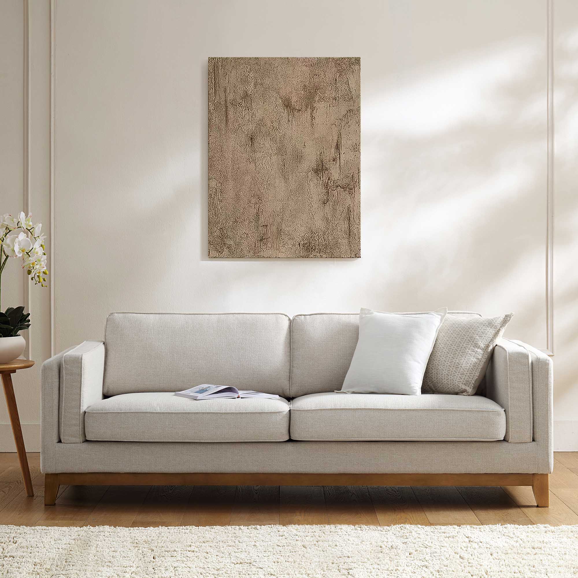 Oatmeal Fabric Sofa, 3-Seater