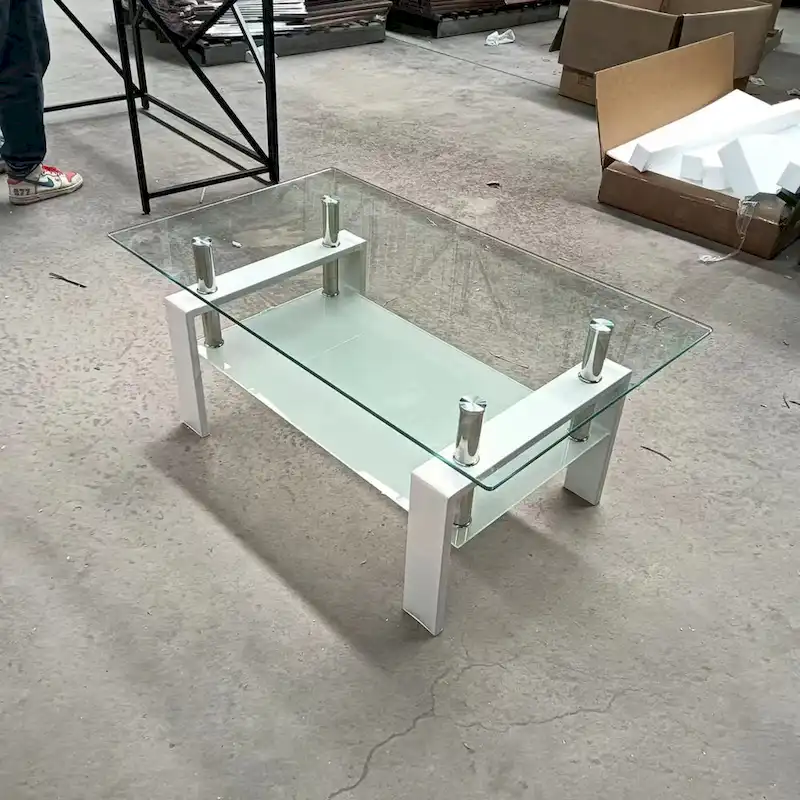 2-Layers Tempered Glass Coffee Table - 23.62 x 39.37 x 17.32