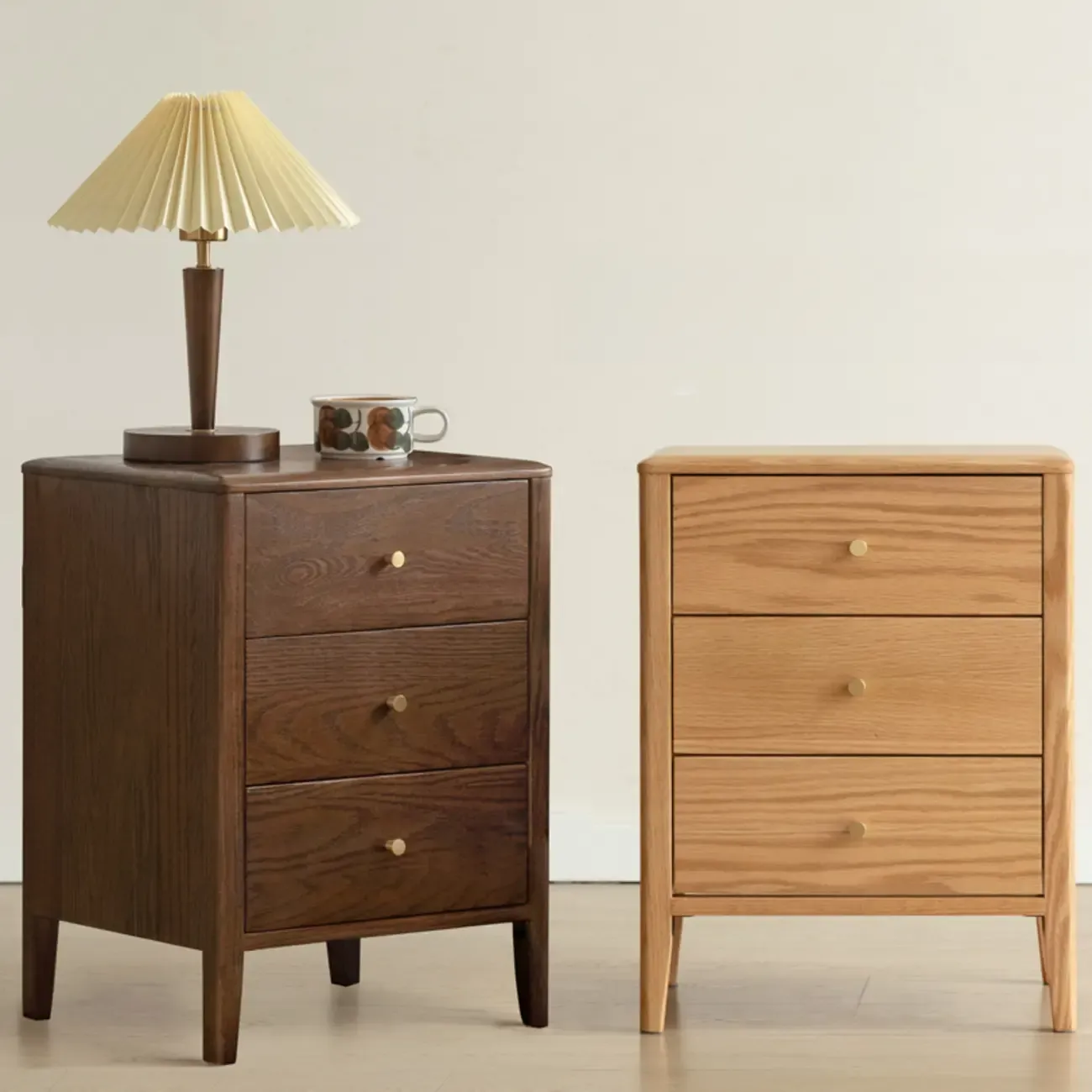 Narrow Modern Wooden Nightstand with 3 Drawers