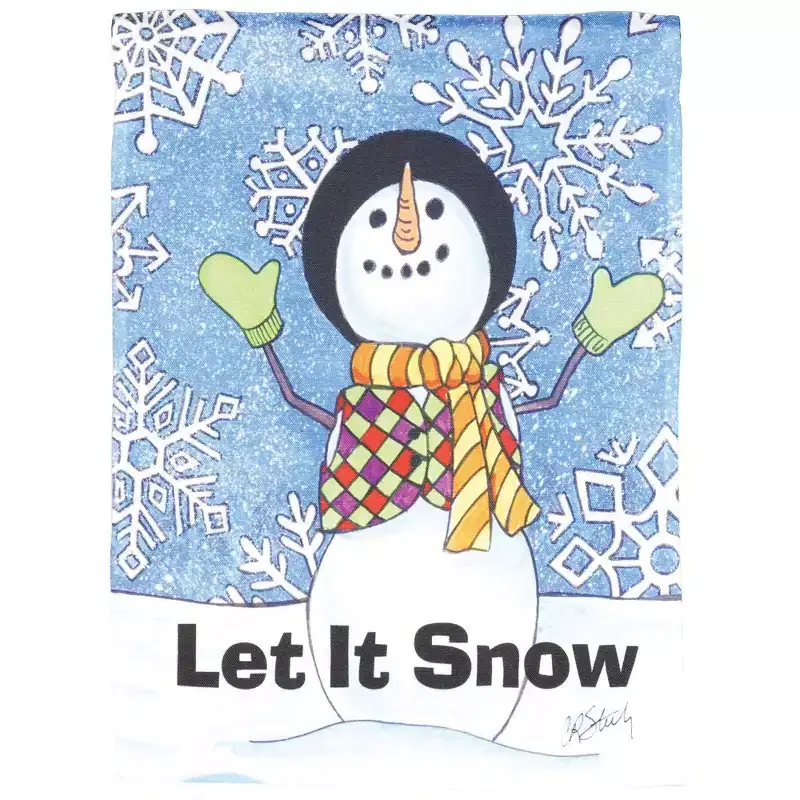 Magnolia Garden Let It Snow Snowman 13 x 18 Inch Polyester Garden Flag