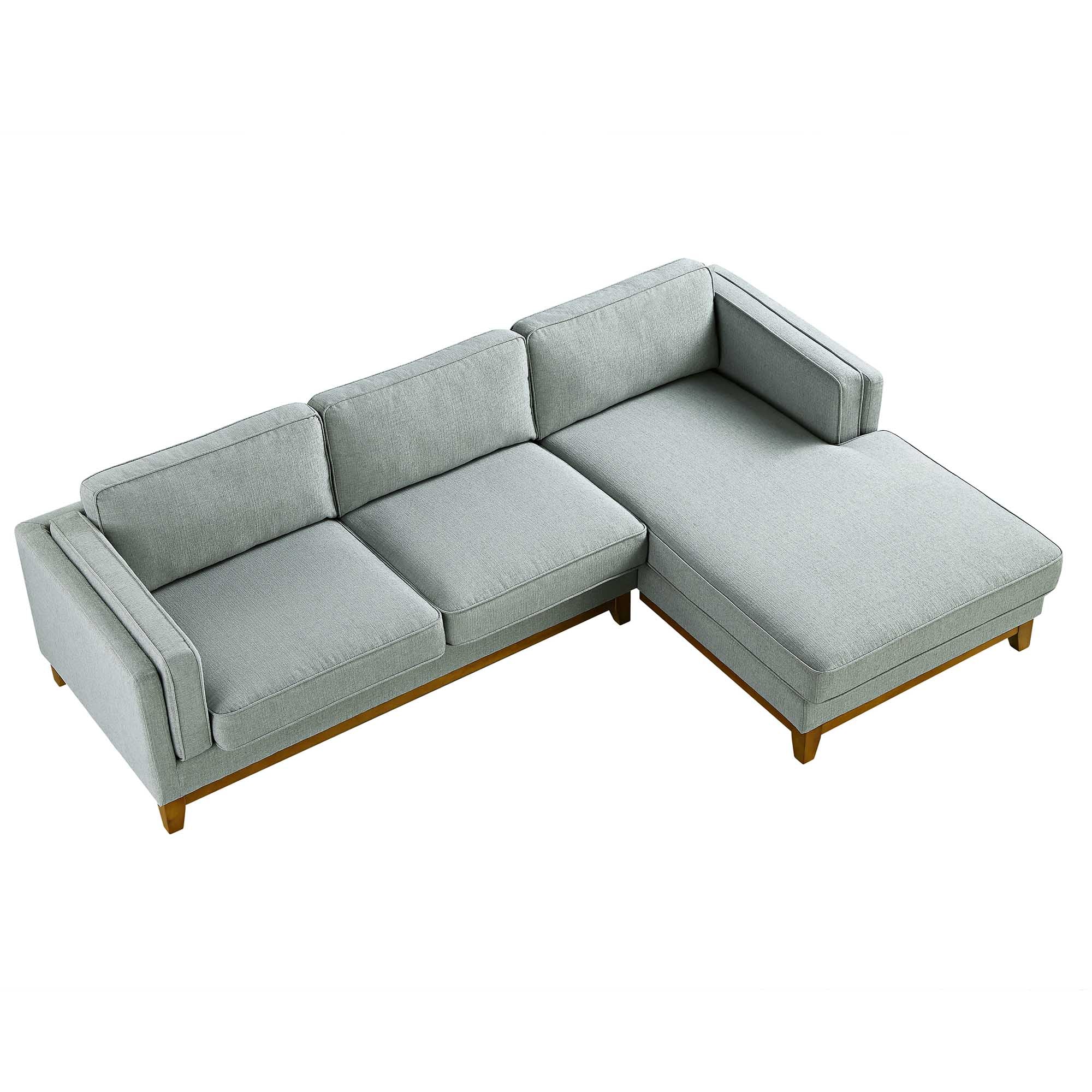 Sage Woven Fabric Sofa, Grande Chaise Sofa Right Hand Facing