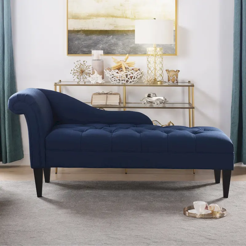 Jet Black / Beige / White / Blue / Yellow / Brown Mid-Century Tufted Chaise Lounge – Single