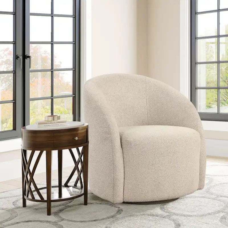 Swivel Tub Chair with Upholstered Base
