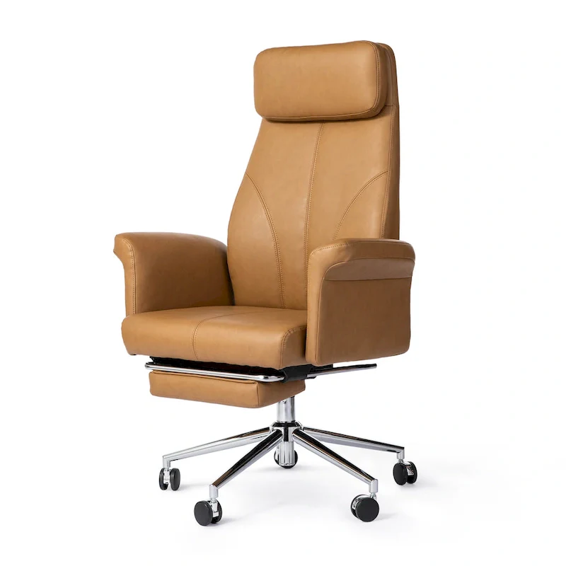 High-Back Office Chair with Footrest and Quilted Design for Adults