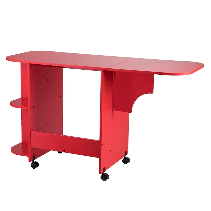 SEI Furniture Eastwick Farmhouse Red Foldable Rolling Sewing Table/ Craft Station