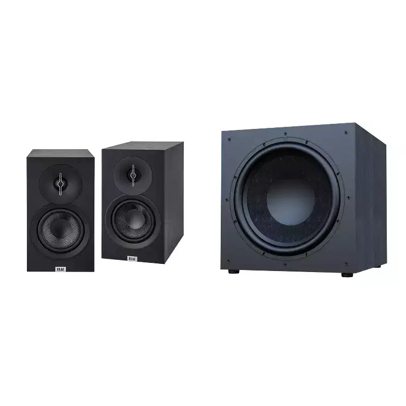 Elac Debut 3.0 Bookshelf Package Black With Debut 15 Inch Subwoofer