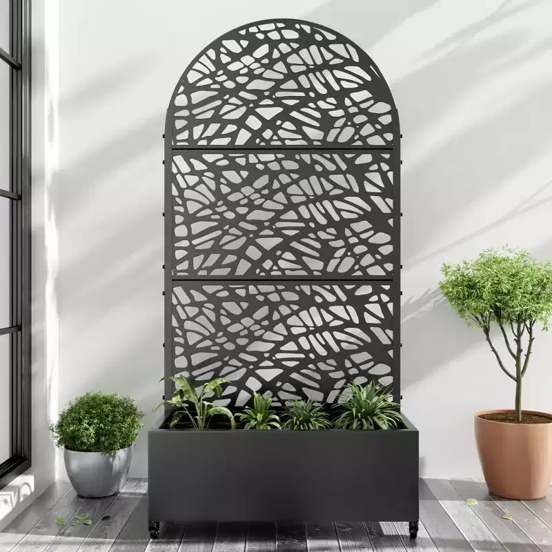 PexFix 72x35Iron Black Arch Planting Box Plant Climbing Frame Net