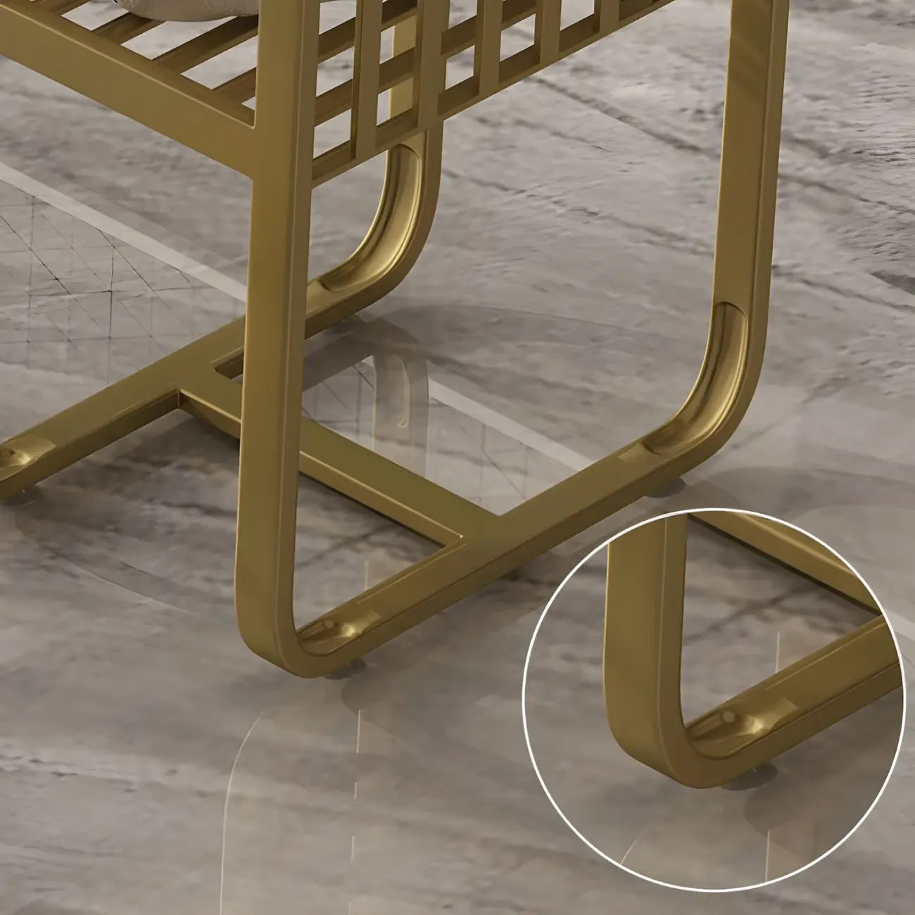 Glam Gold White Faux Marble Shelf Bar Tables