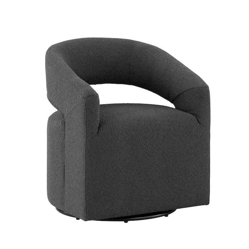 Celeste Modern Boucle Round Barrel Chair Open Back and Curved Arm, Swivel Armchair by Furniture of America