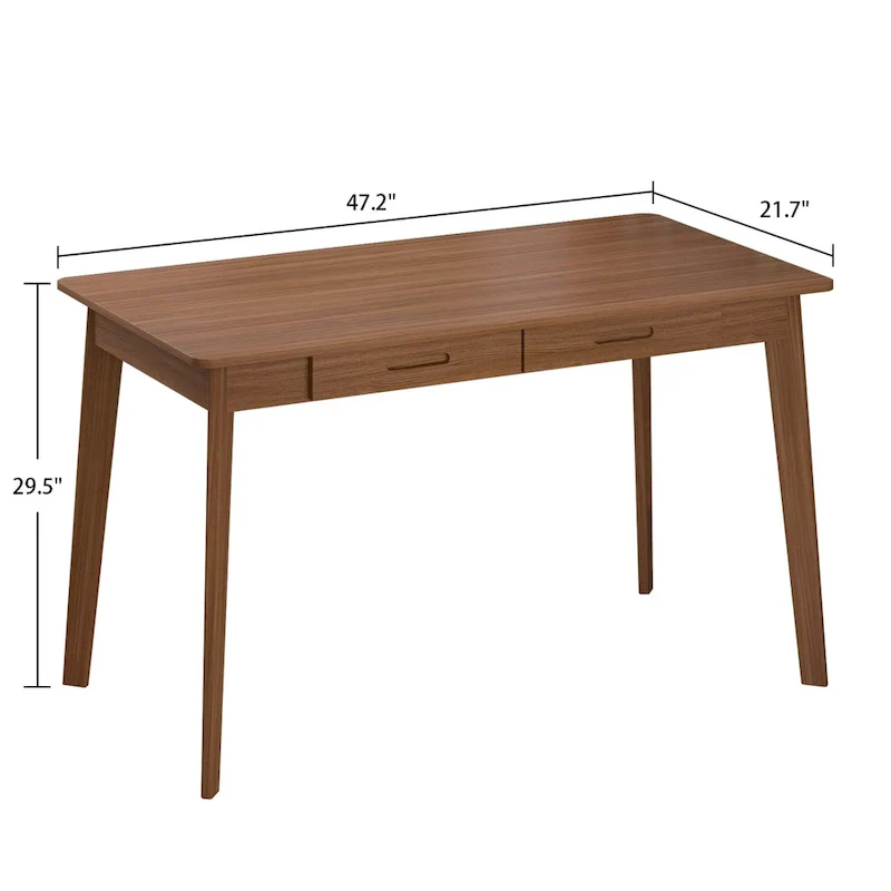 Writing Desk with 2 Drawers - Wood Legs - 47 Inch