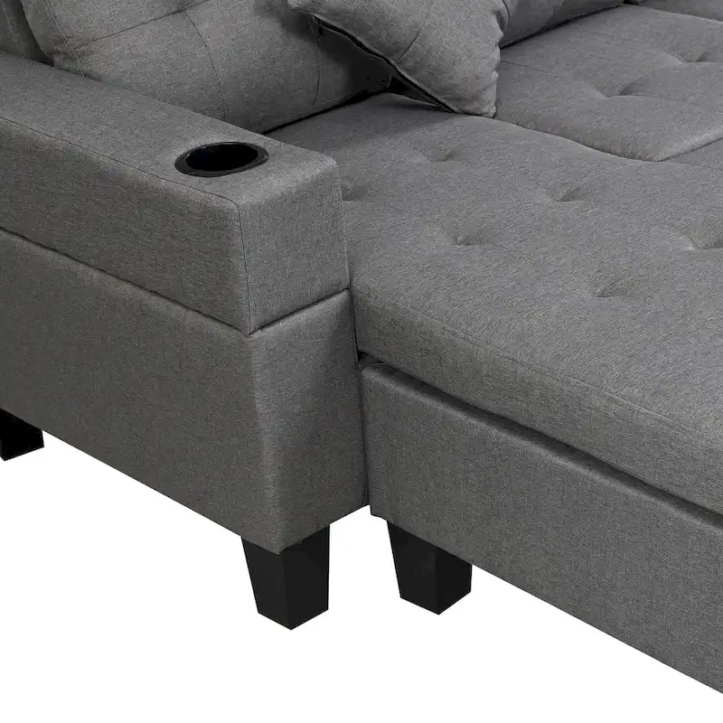 Modern 4-Seat L-Shaped Sectional Sofa with Lounge Chaise