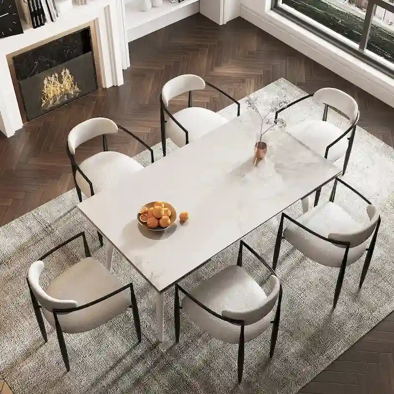 94.48 Rectangular Extendable Sintered Stone Dining Table