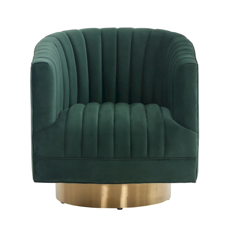 SAFAVIEH Couture Matejka Swivel Channel Tufted Barrel Chair - 28 W x 31 L x 30 H - 28Wx31Dx30H