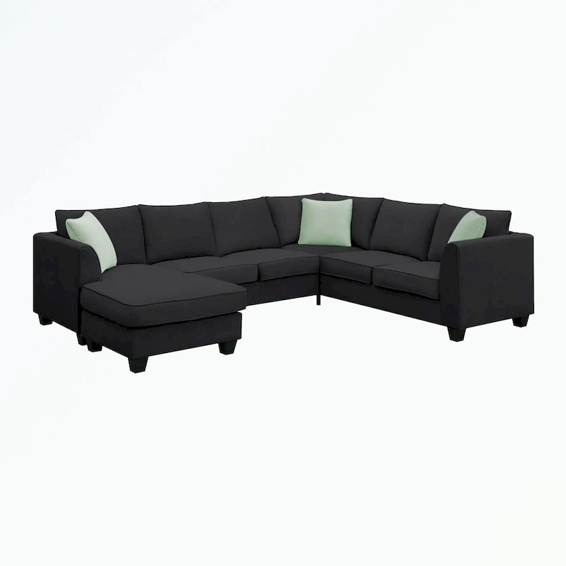 Modular Sectional Sofa with Ottoman and 3 Pillows