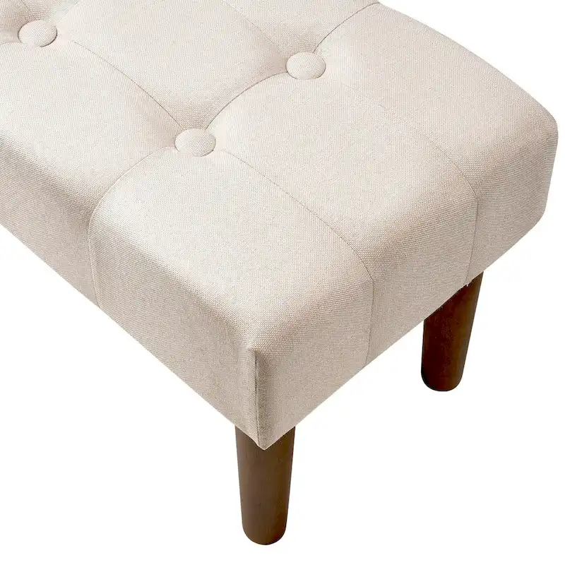 2 Pcs Small Foot Stool Ottoman, Linen Ottoman Foot Rest with Legs, Rectangle Upholstered Footrest
