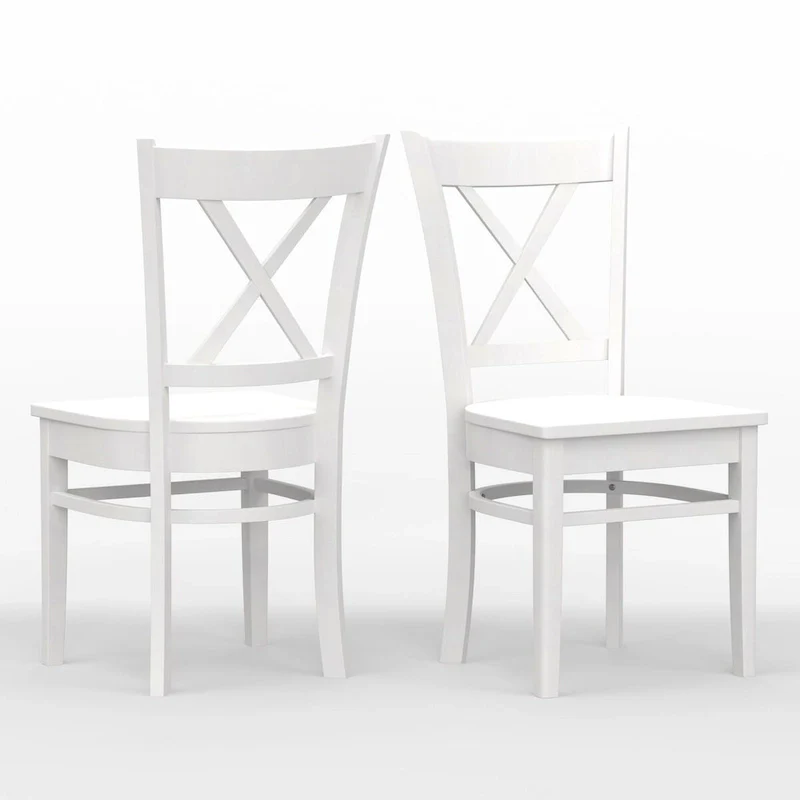 Round Drop-Leaf Dining Table with Cross Back Chairs - Natural Wood