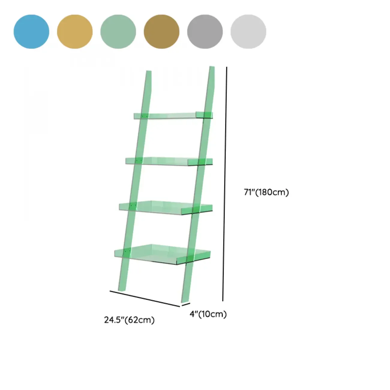 Black Plastic Leaning Ladder Bookcase with 4-Shelves