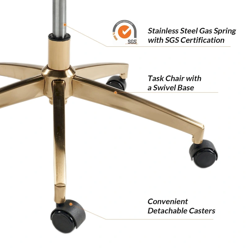 Curtiz Mid-Century Modern Vegan Leather Swivel Tilting Office Chair with Channel Tufted and Metal Feet by HULALA HOME