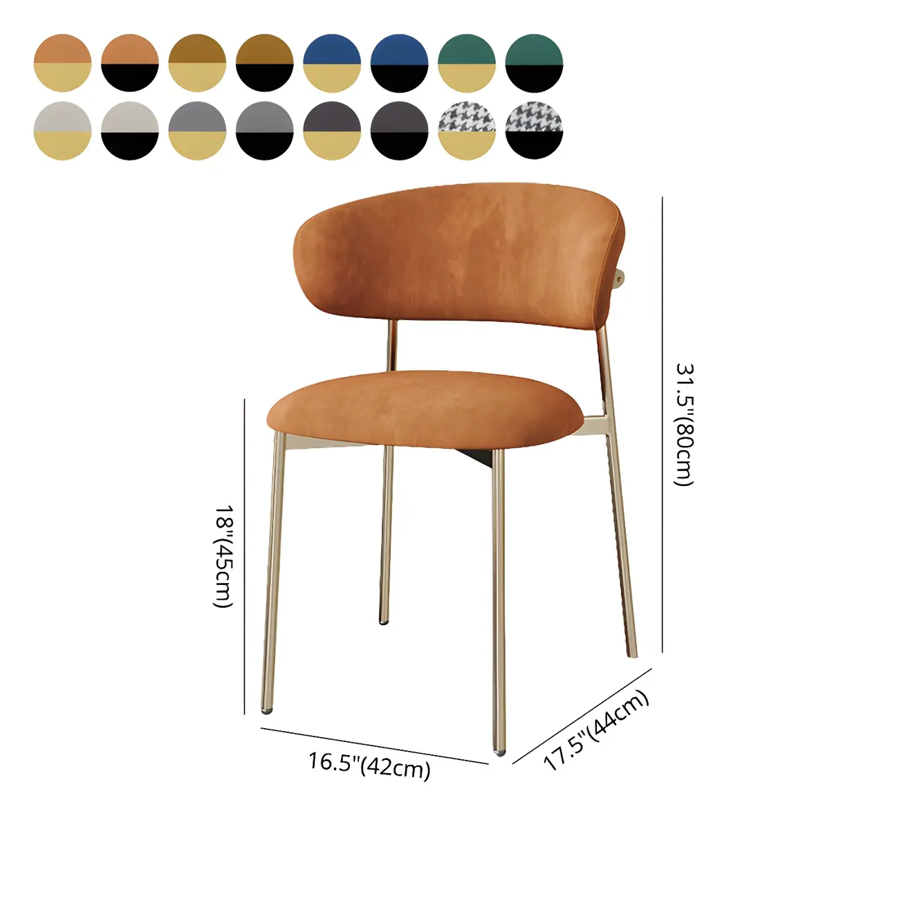 Scandinavian Velvet Upholstered Dining Room Chairs Set of 4
