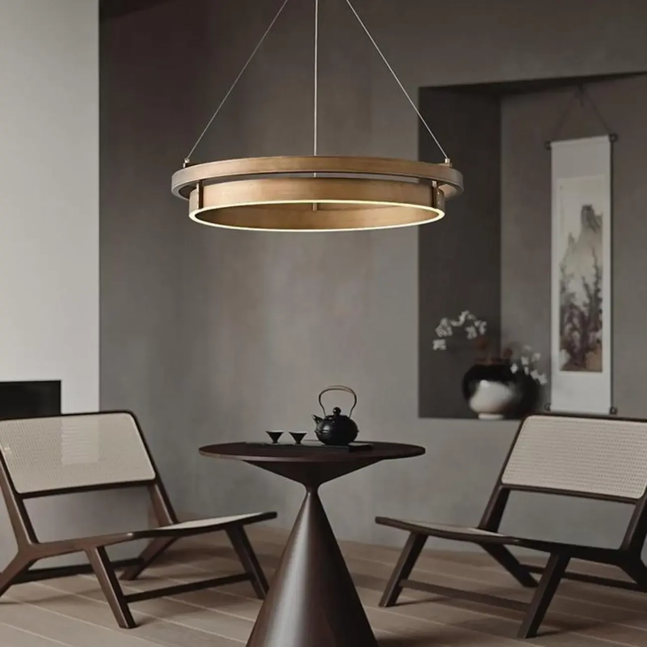 Modern Brass Elegant Ring Chandelier with Dimmable LED