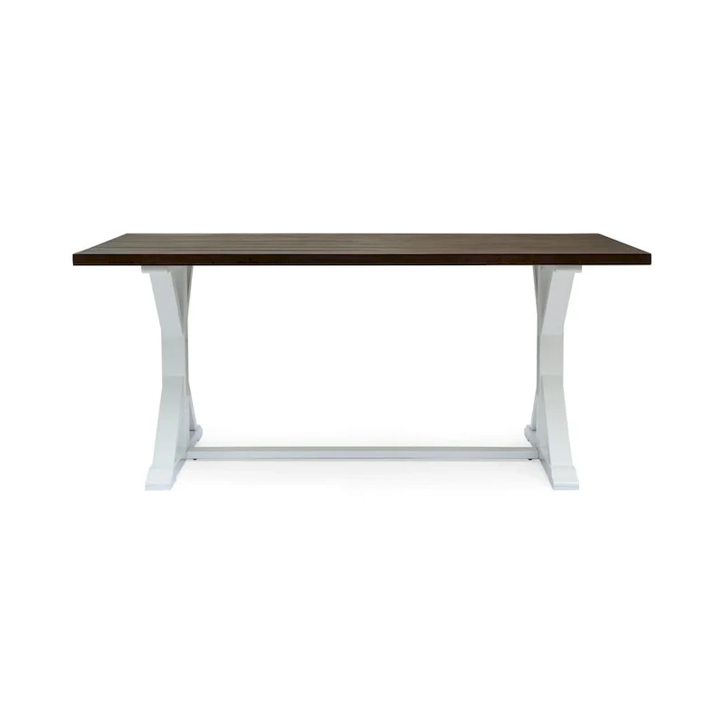 Cassia Farmhouse Traditional Table Acacia Wood with Legs by Christopher Knight Home - dark brown + white