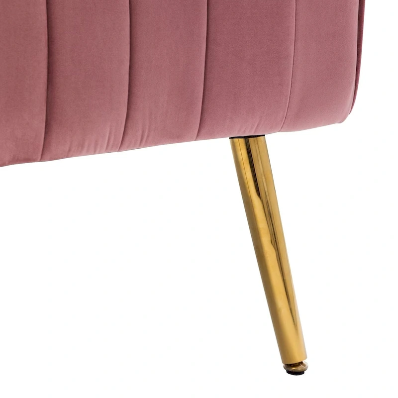 Velvet Comfy Accent Chair Cozy Arm Chair with Wingback and Gold Metal Legs