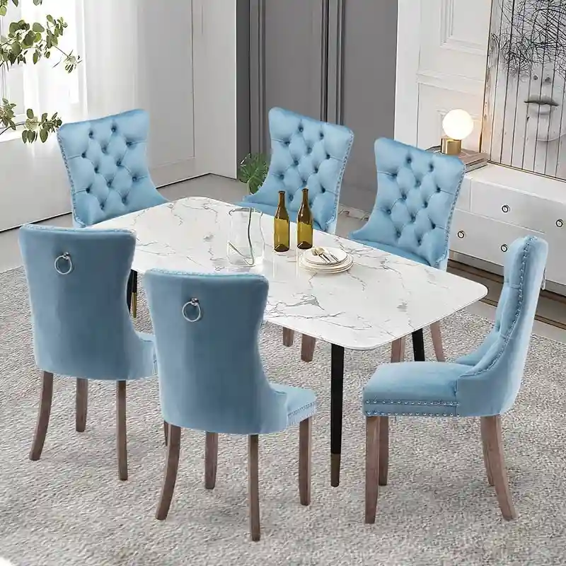 Solid Wood Velvet Upholstered Dining Chair Set of 4