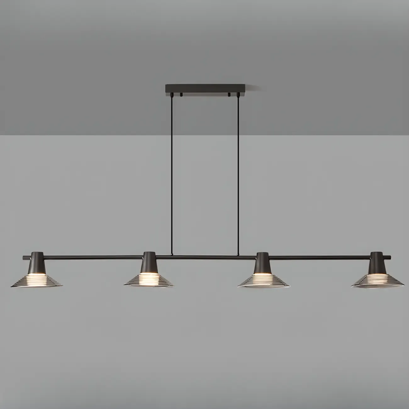 Modern Black Cone Glass 3-Light Island Light