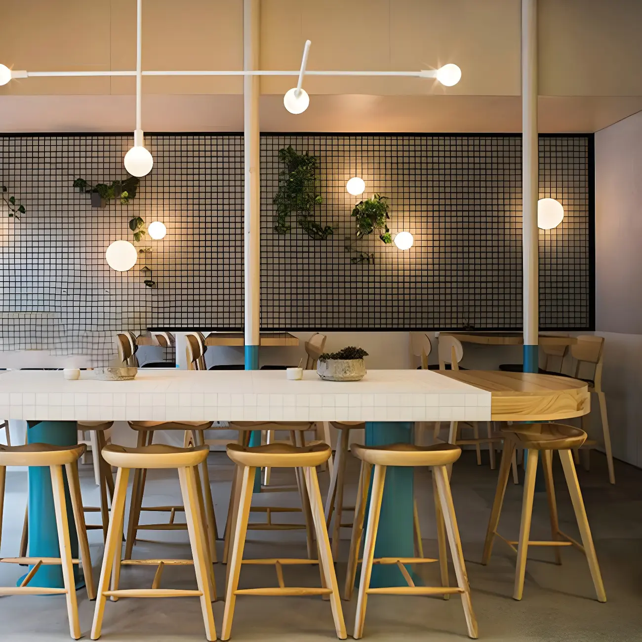 Counter Height Backless Wooden Industrial Bar Stools