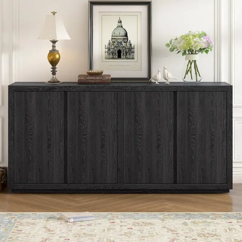Distinctive Features of a Four-Door Cabinet Sideboard with Ash Veneer suitable for Hallway, Entryway, Living Room