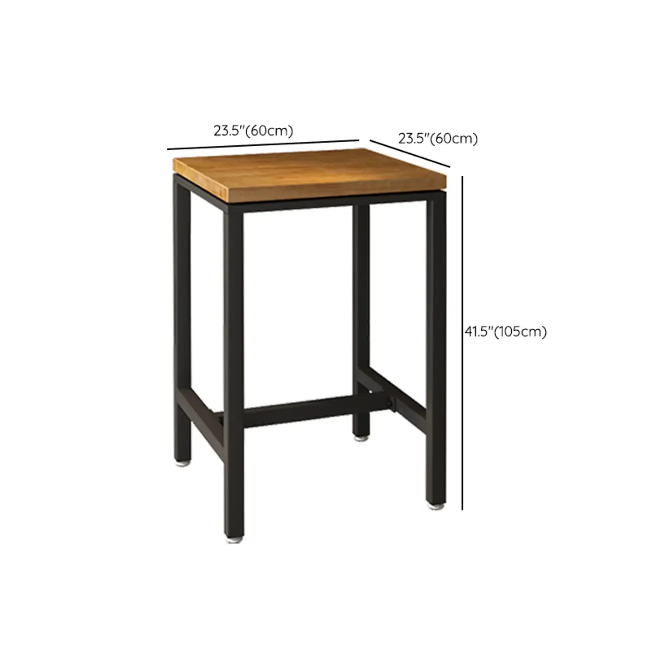 Square Wooden Top Iron Footrest Bistro Table