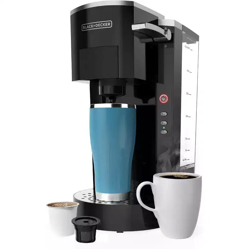 BLACK+DECKER Family Single Serve K-Cup Brewer: Lrg 50oz Water Reservoir, Versatile Grnd Coffee  K-Cup Compatibility, Adjustable Tray for Travel Mugs